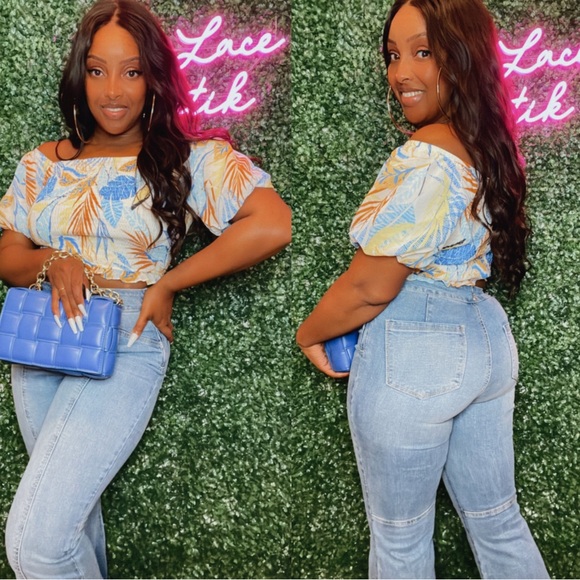 High Waist Light Wash Flare Denim - Picture 4 of 4